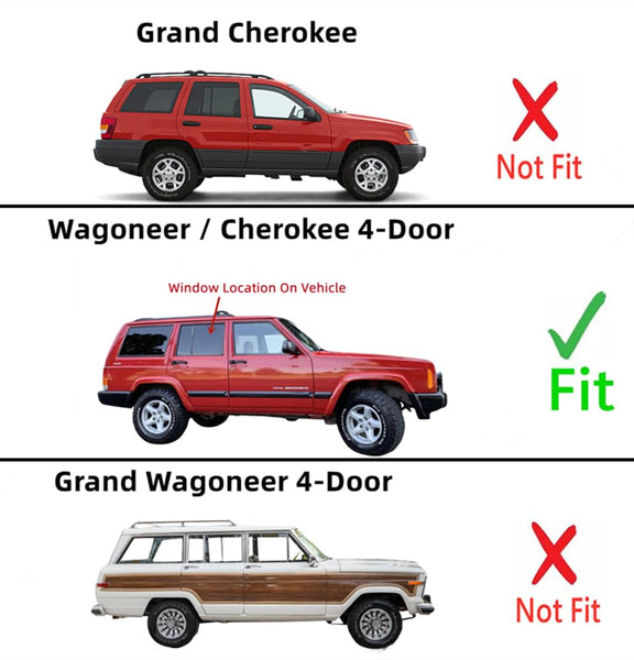 Passenger/Right Side Rear Door Window Glass Privacy Replacement For Jeep Cherokee 1984-2001 Wagoneer 1984-1990 4-Door Utility