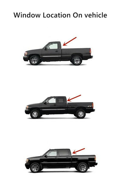 Power Slider Back Sliding Window Glass Replacement for GMC Sierra & Cherolet Silverado 1500 2011-2013 / 2500 2011-2014 / 3500 2011-2014