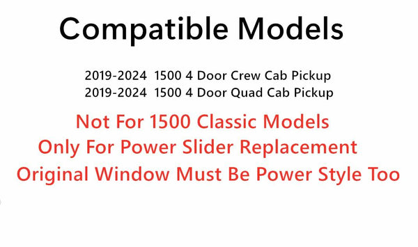 Heated Back Power Slider Window Glass Aftermarket Replacement For Ram 1500 4 Door Pickup 2019-2024