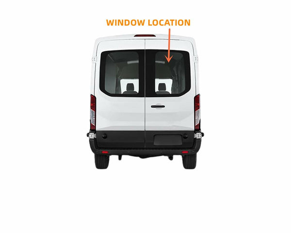 Passenger/Right Side Back Window Glass Clear Color Heated Replacement for Ford Transit 100.8" Mid-Roof 110.2" High-Roof Van 2015-2026 (Not fit Low-Roof / Transit Connect)