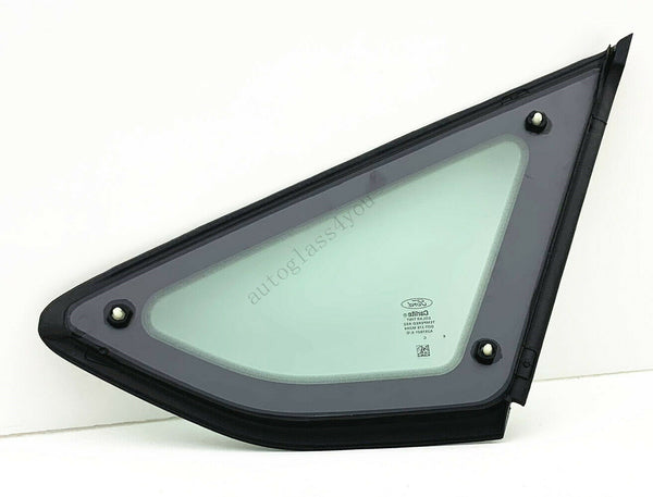 Driver/Left Quarter Window Glass OE Black Moul. For 12-18 Ford Focus 4-DR Hatch.