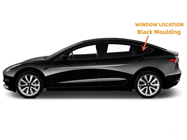 Driver/Left Black Moulding Quarter Window Glass For 2017-2023 Tesla 3 Sedan