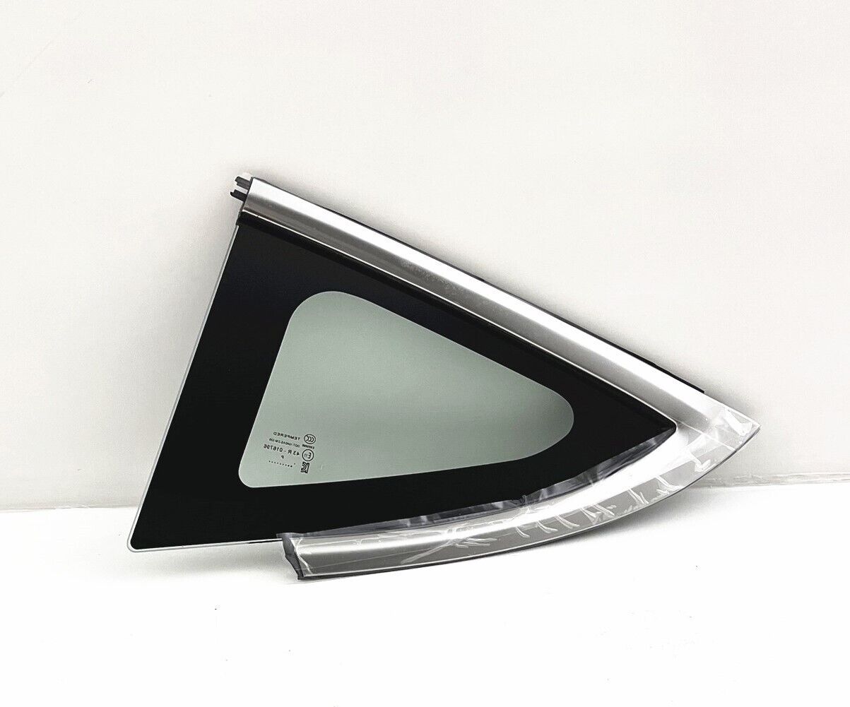 Driver/Left Chrome Moulding Quarter Window Glass For 2017-2023 Tesla 3 Sedan